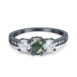 Three Stone Oval Natural Stone Trio Ring