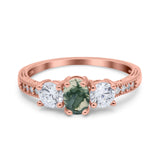 Three Stone Oval Natural Stone Trio Ring