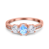 Three Stone Oval Natural Stone Trio Ring