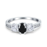 Three Stone Oval Natural Stone Trio Ring
