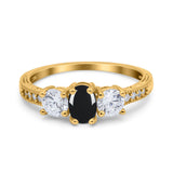 Three Stone Oval Natural Stone Trio Ring