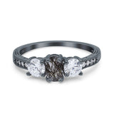 Three Stone Oval Natural Stone Trio Ring