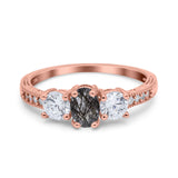 Three Stone Oval Natural Stone Trio Ring
