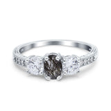 Three Stone Oval Natural Stone Trio Ring