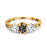 Three Stone Oval Natural Stone Trio Ring
