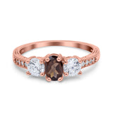 Three Stone Oval Natural Stone Trio Ring