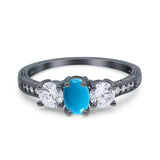 Three Stone Oval Natural Stone Trio Ring