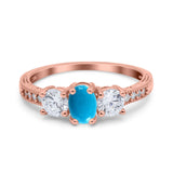 Three Stone Oval Natural Stone Trio Ring