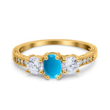 Three Stone Oval Natural Stone Trio Ring
