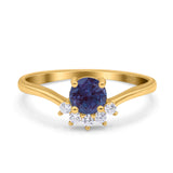 Art Deco Round Natural Stone Wedding Ring