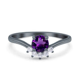 Art Deco Round Natural Stone Wedding Ring