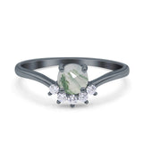 Art Deco Round Natural Stone Wedding Ring