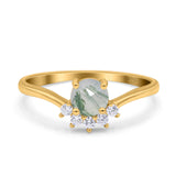 Art Deco Round Natural Stone Wedding Ring