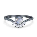 Art Deco Round Natural Stone Wedding Ring