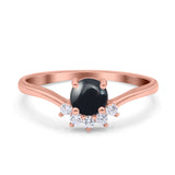 Art Deco Round Natural Stone Wedding Ring
