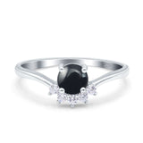 Art Deco Round Natural Stone Wedding Ring