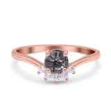Art Deco Round Natural Stone Wedding Ring