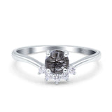 Art Deco Round Natural Stone Wedding Ring
