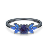 Art Deco Round Natural Stone Floral Ring