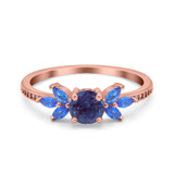 Art Deco Round Natural Stone Floral Ring