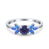 Art Deco Round Natural Stone Floral Ring