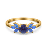 Art Deco Round Natural Stone Floral Ring