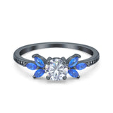 Art Deco Round Natural Stone Floral Ring