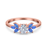 Art Deco Round Natural Stone Floral Ring