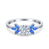 Art Deco Round Natural Stone Floral Ring