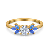 Art Deco Round Natural Stone Floral Ring