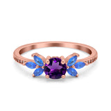 Art Deco Round Natural Stone Floral Ring