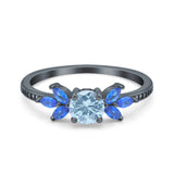 Art Deco Round Natural Stone Floral Ring