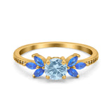 Art Deco Round Natural Stone Floral Ring