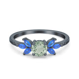 Art Deco Round Natural Stone Floral Ring