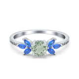 Art Deco Round Natural Stone Floral Ring