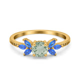 Art Deco Round Natural Stone Floral Ring