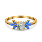 Art Deco Round Natural Stone Floral Ring