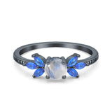 Art Deco Round Natural Stone Floral Ring