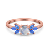 Art Deco Round Natural Stone Floral Ring