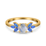 Art Deco Round Natural Stone Floral Ring