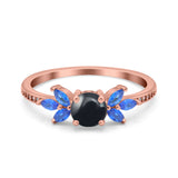 Art Deco Round Natural Stone Floral Ring