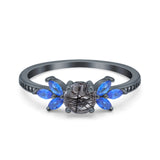 Art Deco Round Natural Stone Floral Ring