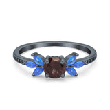 Art Deco Round Natural Stone Floral Ring