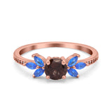 Art Deco Round Natural Stone Floral Ring