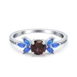 Art Deco Round Natural Stone Floral Ring