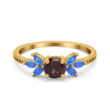 Art Deco Round Natural Stone Floral Ring