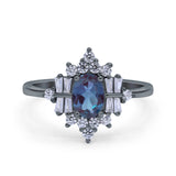 Floral Oval Natural Stone Wedding Ring