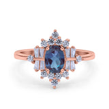 Floral Oval Natural Stone Wedding Ring