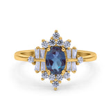 Floral Oval Natural Stone Wedding Ring