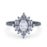 Floral Oval Natural Stone Wedding Ring